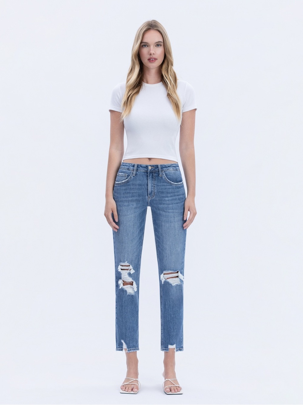 Lovervet High Rise Distressed Boyfriend Fit Jeans